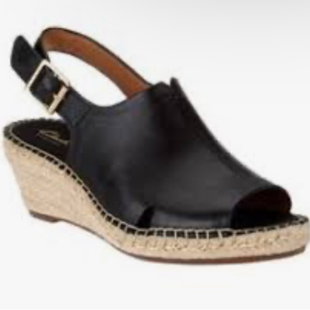 Clarks Black Espadrilles with Slingback Strap size 7